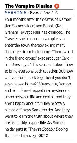 The Vampire Diaries - Season 6 - EW Magazine Preview Scan
