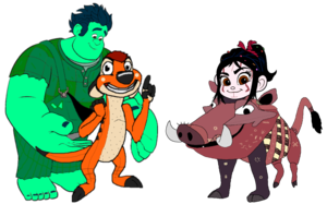 Wreck-It Ralph Characters dressed as The Lion King Broadway Musical Costumes