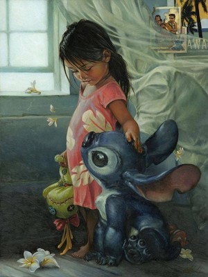  "Ohana Means Family" - Lilo and Stitch Oil Painting
