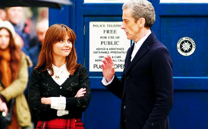 Jenna Coleman on set of Doctor Who with Peter Capaldi