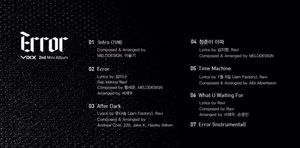 VIXX tracklist for their secondo mini-album 'Error'