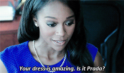  Your dress is amazing. Is it Prada?