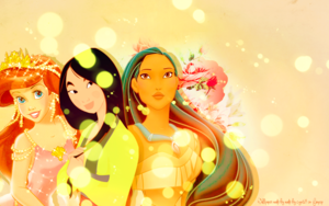Princess Ariel, Mulan and Pocahontas Wallpaper