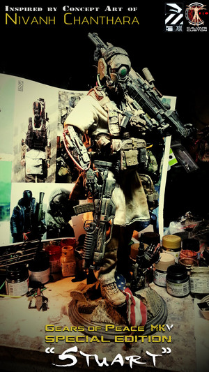  Calvin's Custom 1:6 one sixth scale Gears of Peace MKV Nivanh Chanthara" inspired figure