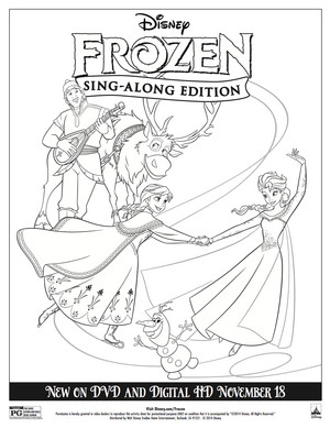 アナと雪の女王 Sing-along Coloring Sheet