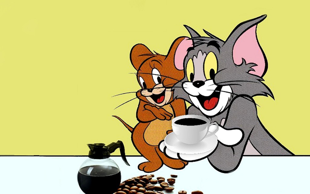 Tom and Jerry drinking Coffee