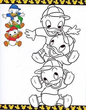  Walt 디즈니 Coloring Pages - Huey Duck, Dewey 오리 & Louie 오리
