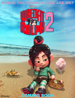  Wreck-It Ralph 2 spiaggia Poster (Where the Monkey latte are we?)