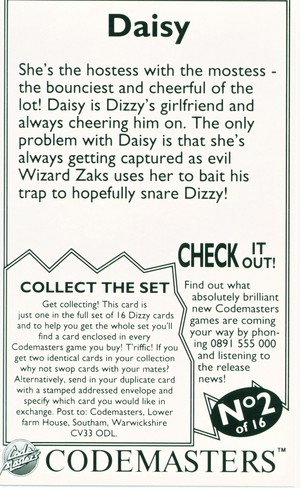  Dizzy Cards: madeliefje, daisy - Back