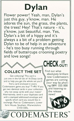  Dizzy Cards: Dylan - Back