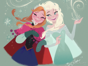  Elsa and Anna kertas dinding