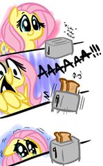  Fluttershy is scared of tostapane