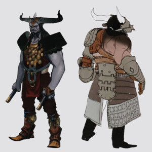  Iron 황소, 불 concept art in The Art of Dragon Age: Inquisition