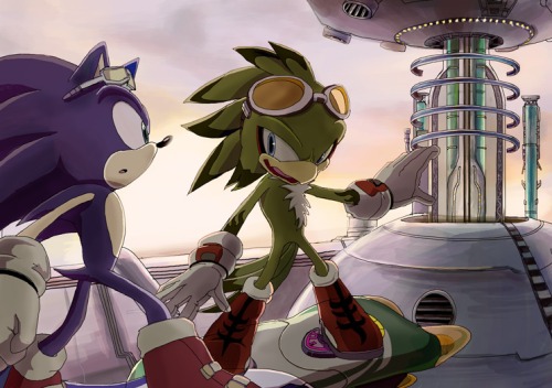 Sonic and Jet rasces to the crimson crater