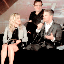  Stephen Amell and Emily Bett Rickards at The Flash vs. Arrow پرستار screening event.
