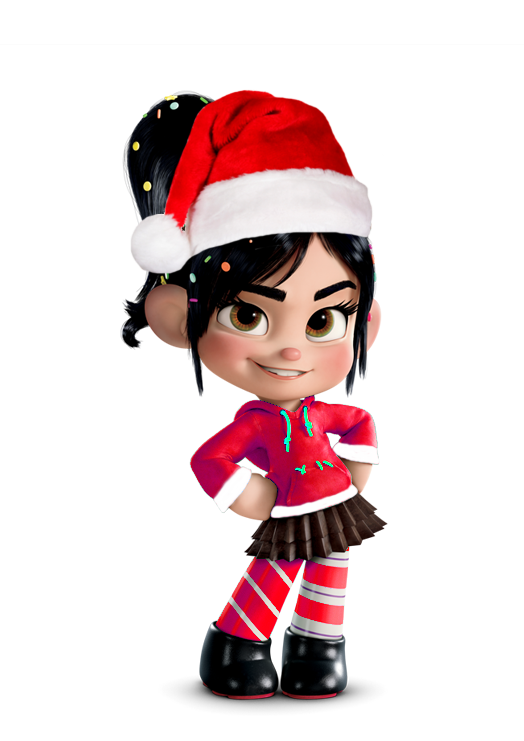 Vanellope in a Christmas Casual with Santa Hat
