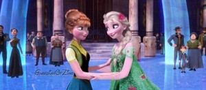  Anna and Elsa getting ready for Frozen Fever