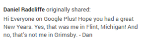  Daniel Radcliffe Post On Google Plus (FB.com/DanieljacobRadcliffeFanClub)