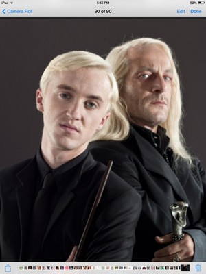  Draco Malfoy and Lucias Malfoy in Death Eater uniforms