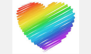  pelangi, rainbow hati, tengah-tengah