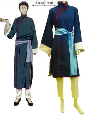  Black Butler Kuroshitsuji Lau Blue Cheongsam Cosplay Costume