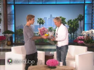 Justin giving flowers and CK underwear for her birthday