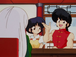  Ranma and Akane visit Cologne at the Cat cafe