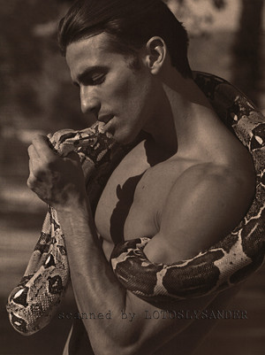 male model with snake