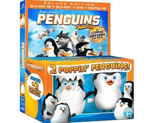 Penguins of Madagascar 3d with 2 poppin' penguins toy!