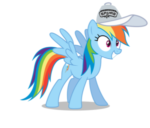 Rainbow Dash wearing a San Antonio Spurs cap