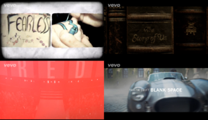  titel Screens Appearing On Taylor snel, swift muziek videos