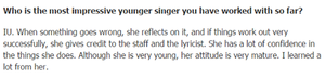 150408 Award winning lyricist, Kim Eana said ‎IU‬ is the most impressive young singer she has wo