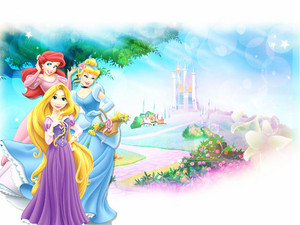  Ariel,Cinderella,Rapunzel پیپر وال