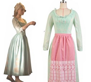  Sinderella 2015 Film Princess Sinderella Ella Maid Dress Cosplay Costume