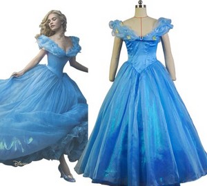  cinderella 2015 Film Princess cinderella Ella Party Dress Cosplay Costume