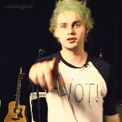 Mikey pointing at cameras