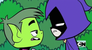  Raven and Beast Boy share a romantic baciare
