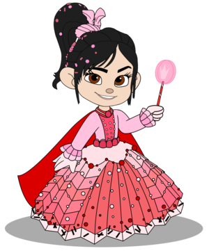  Vanellope in a Princess kanzu, gown (Still President)