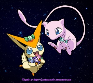  Victini & Mew with caramelle