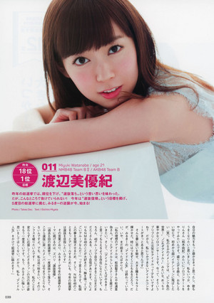  渡辺美優紀(みるきー)AKB48総选挙公式ガイドブック2015
