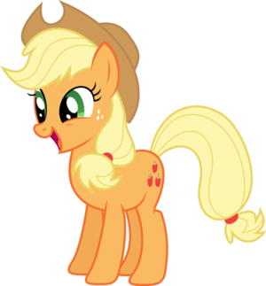  appeldrank, applejack smiling of laghing watever it is its there