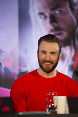  Chris Evans at The Avengers: Age of Ultron UK Press Conference