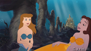 Cinderella and Belle as mermaids