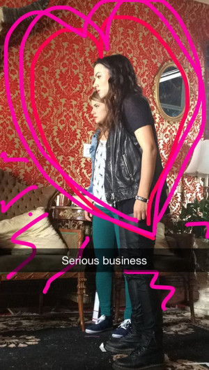  Elise and Natasha on the set of Carmilla S2 (via snapchat)