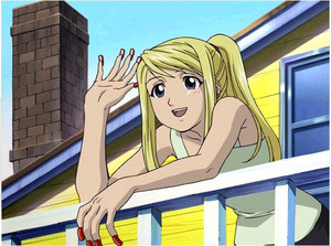  Winry waves from the balcony