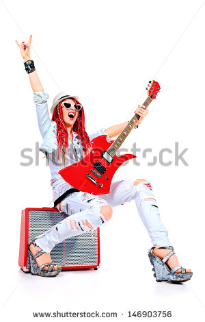  funny violão, guitarra girl