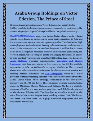  Asaba Group Holdings on Victor Edozien - The Prince of Steel
