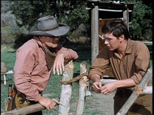  Brian Keith as Uncle Beck Coates and Tommy Kirk as Travis Coates in Savage Sam