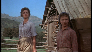  Dorothy McGuire as Katie Coates and Beverly Washburn as Lisbeth Searcy in Old Yeller
