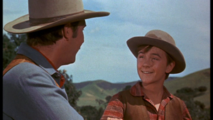  Fess Parker as Jim Coates and Tommy Kirk as Travis Coates in Old Yeller